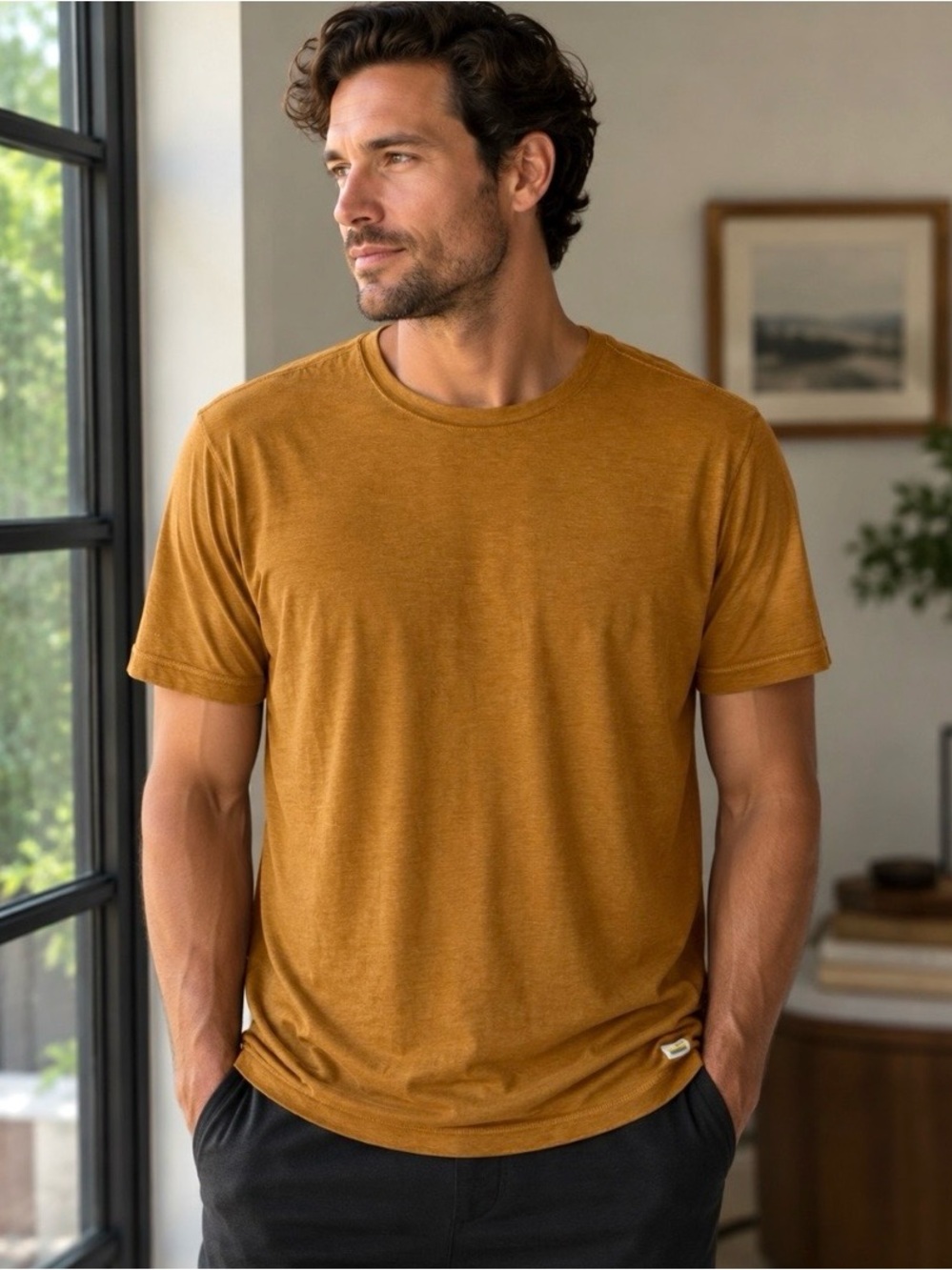 Vuori Strato Tech Tee Men’s XXL Mustard Yellow Golden Athletic UPF Gym Workout